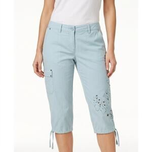 DKNY ACTIVE Blue Stretch Hiking Pants Women Capri Woven Size 3